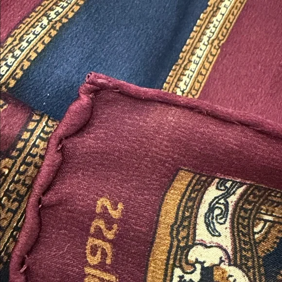 Vintage Bill Blass Silk Scarf Burgundy Navy Baroque Ornate Print - Picture 8 of 11